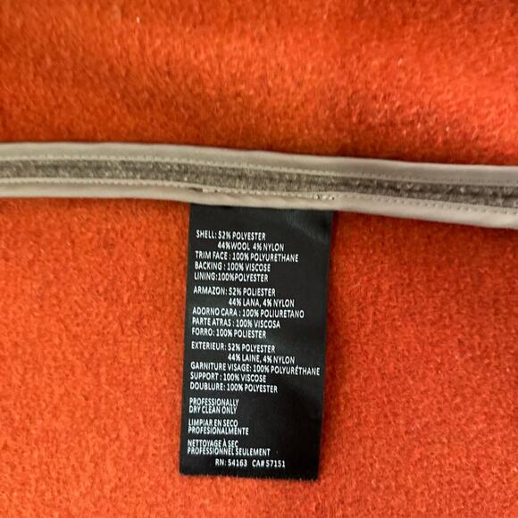 Ellen Tracy Wool Blend Hooded Car Coat Gray with Orange Lining Size 4 - Picture 12 of 12